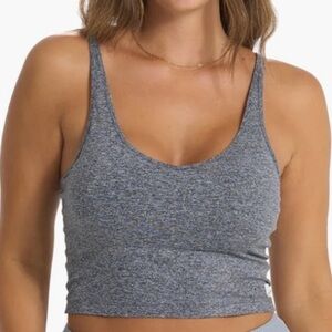 Vuori Heathered Gray Scoop Neck Cropped Tank Top